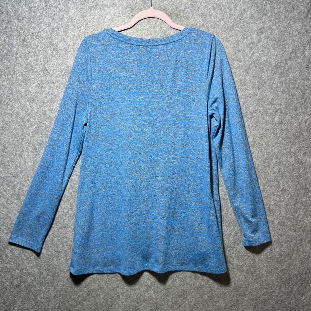 Jones New York Blue Space Dye Scoop Neck Long Sleeve Top Womens Large L Pullover - Picture 6 of 6
